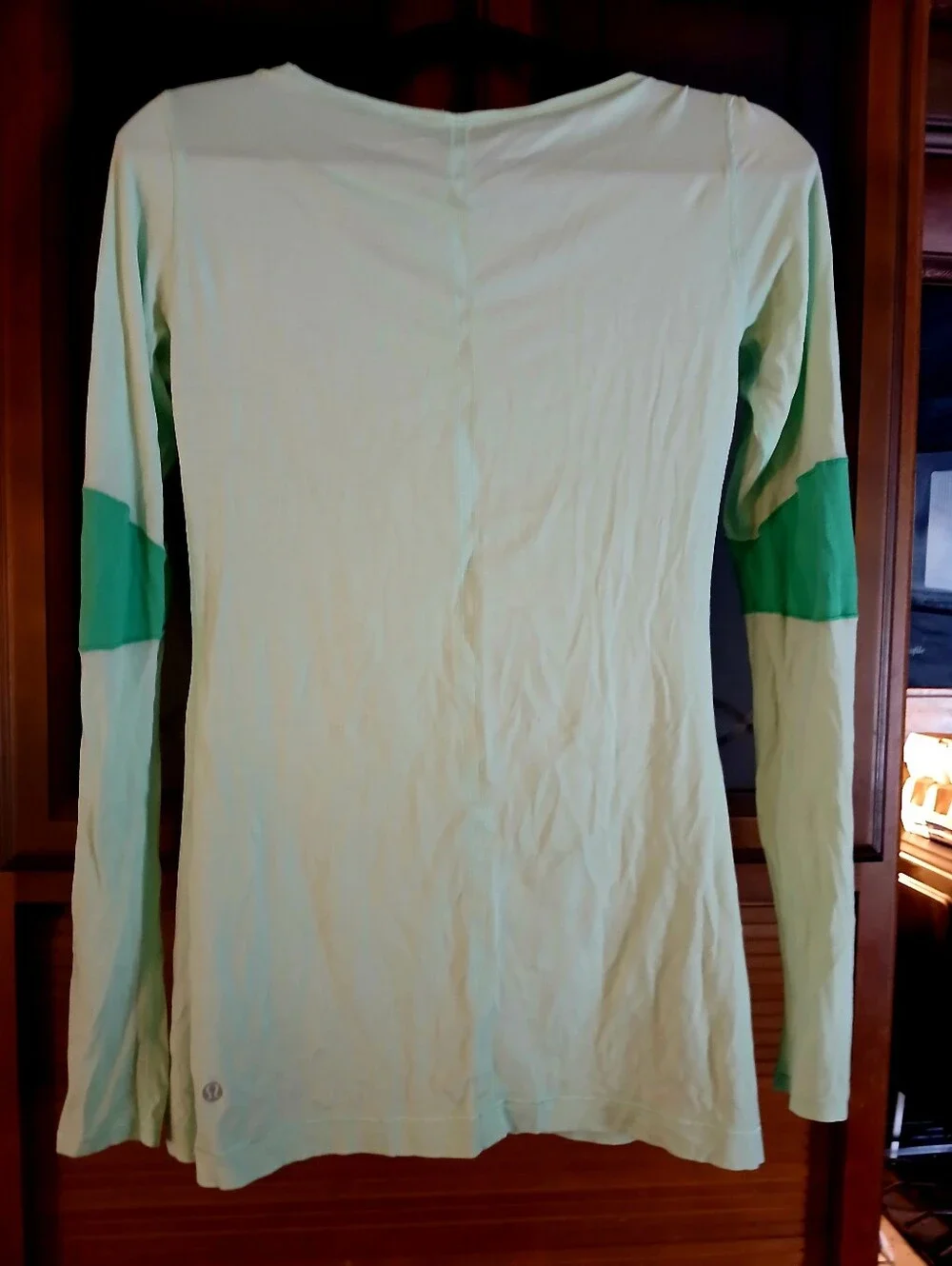 Women’s Long Sleeve Lululemon Yoga Top - Light Mint with Green Elbow Panels